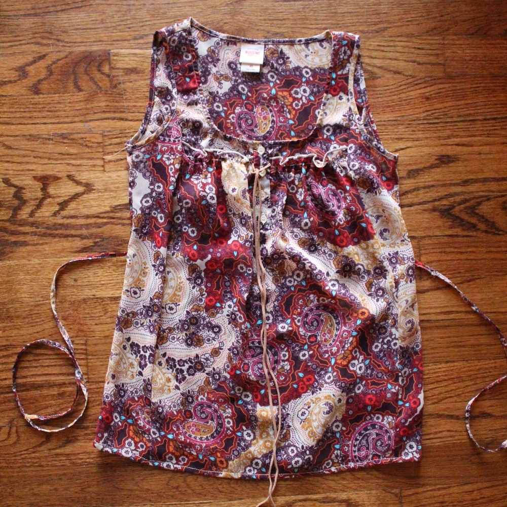 Mossimo Floral Tie Top with buttons Size XS